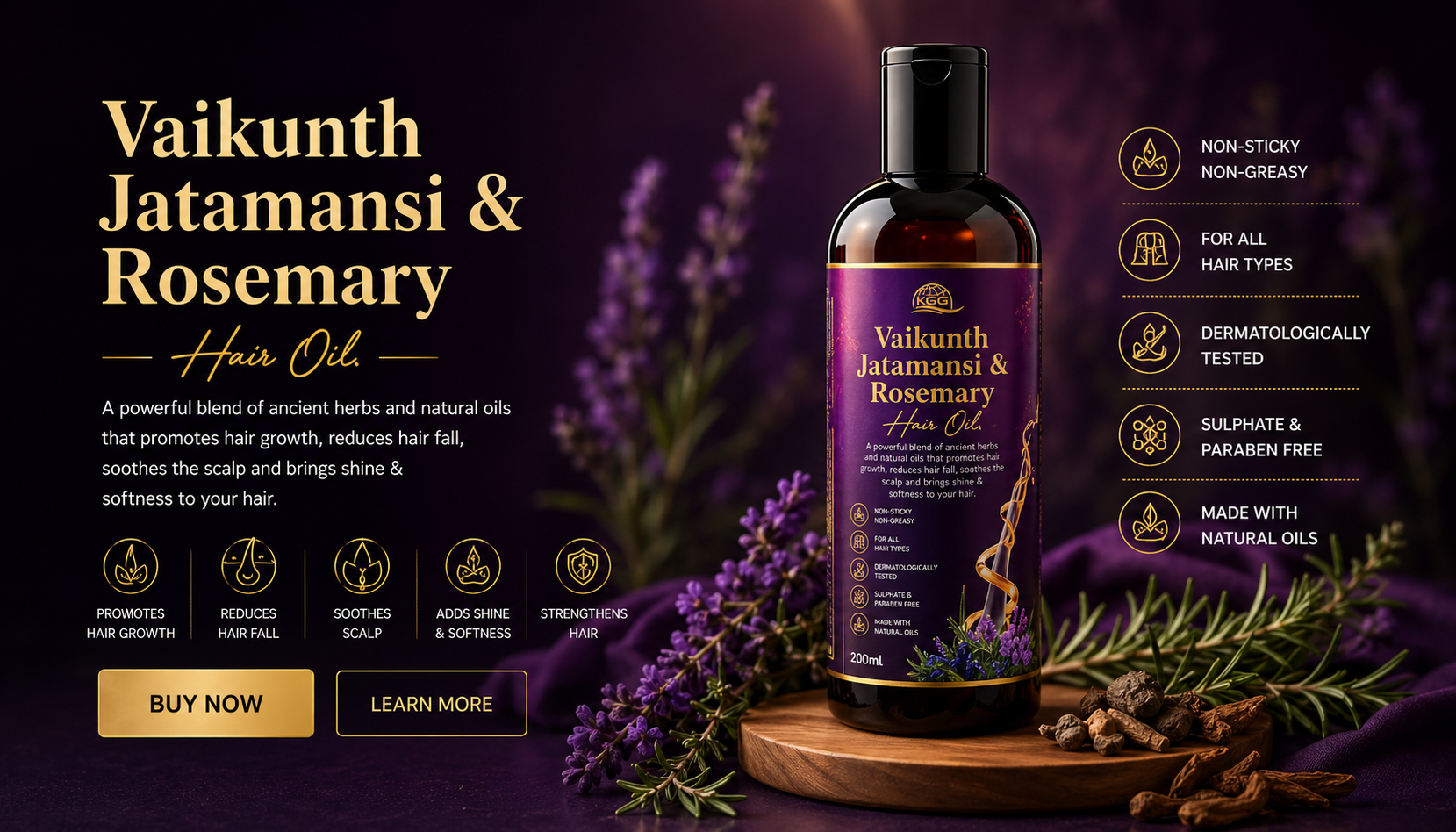 Vaikunth Jatamansi & Rosemary Hair Oil for Hair Growth & Hair Fall Control